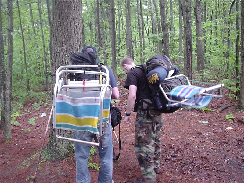 Who (Drunken Rednecks) would abandon beach chairs (Scrap Aluminum) in the woods?<br>58:DSC00868.JPG